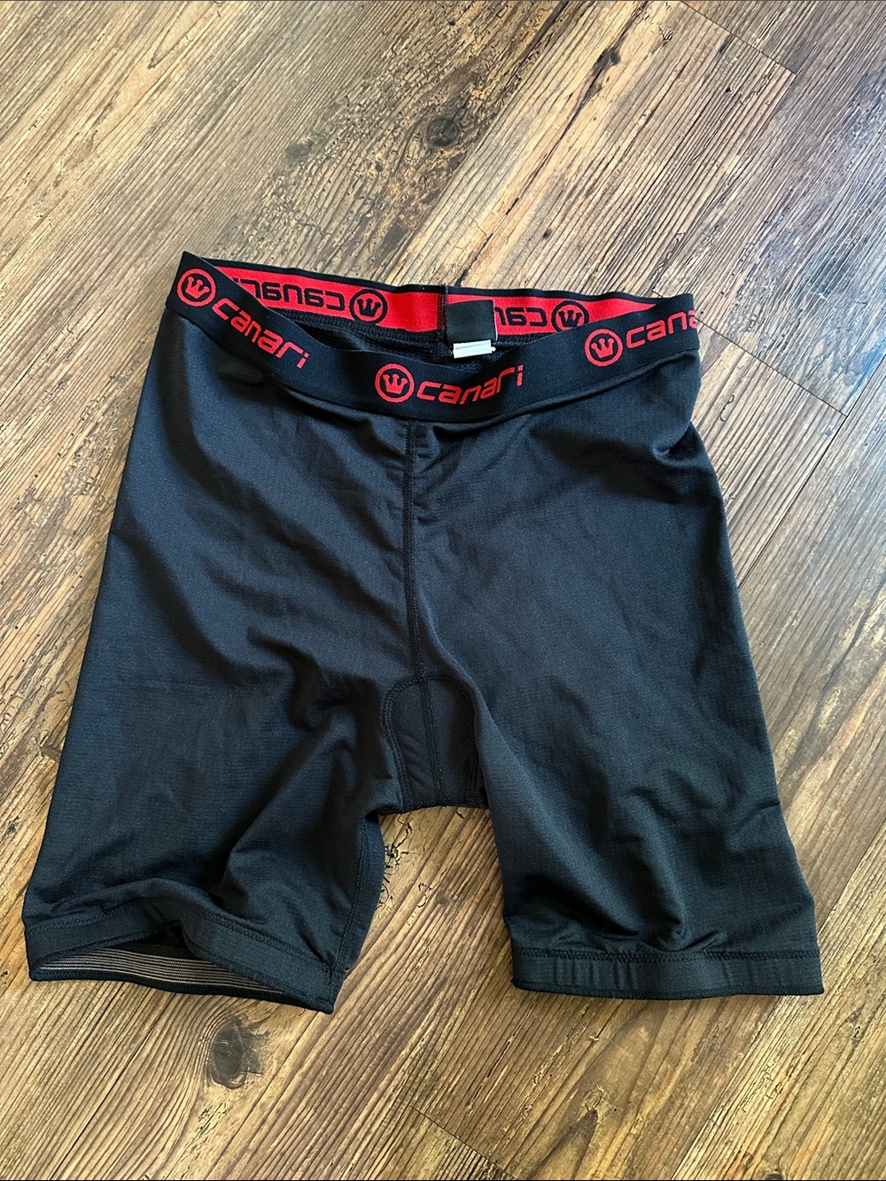 Canari Men's Black Cycling Liner Shorts with Red Waistband